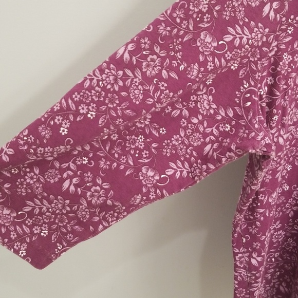 Laura Scott Purple & White 3/4 Length Sleeve Top - Picture 4 of 8